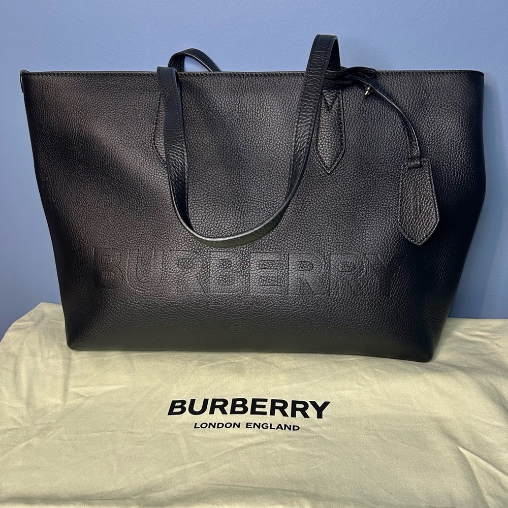 Burberry Black Leather Tote Bag